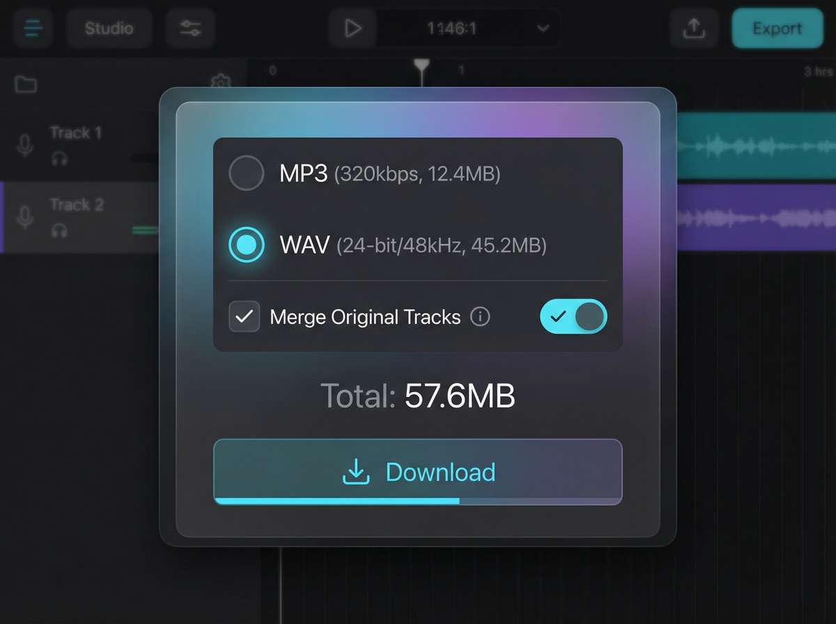 Opcje pobierania plików audio w formacie WAV i MP3