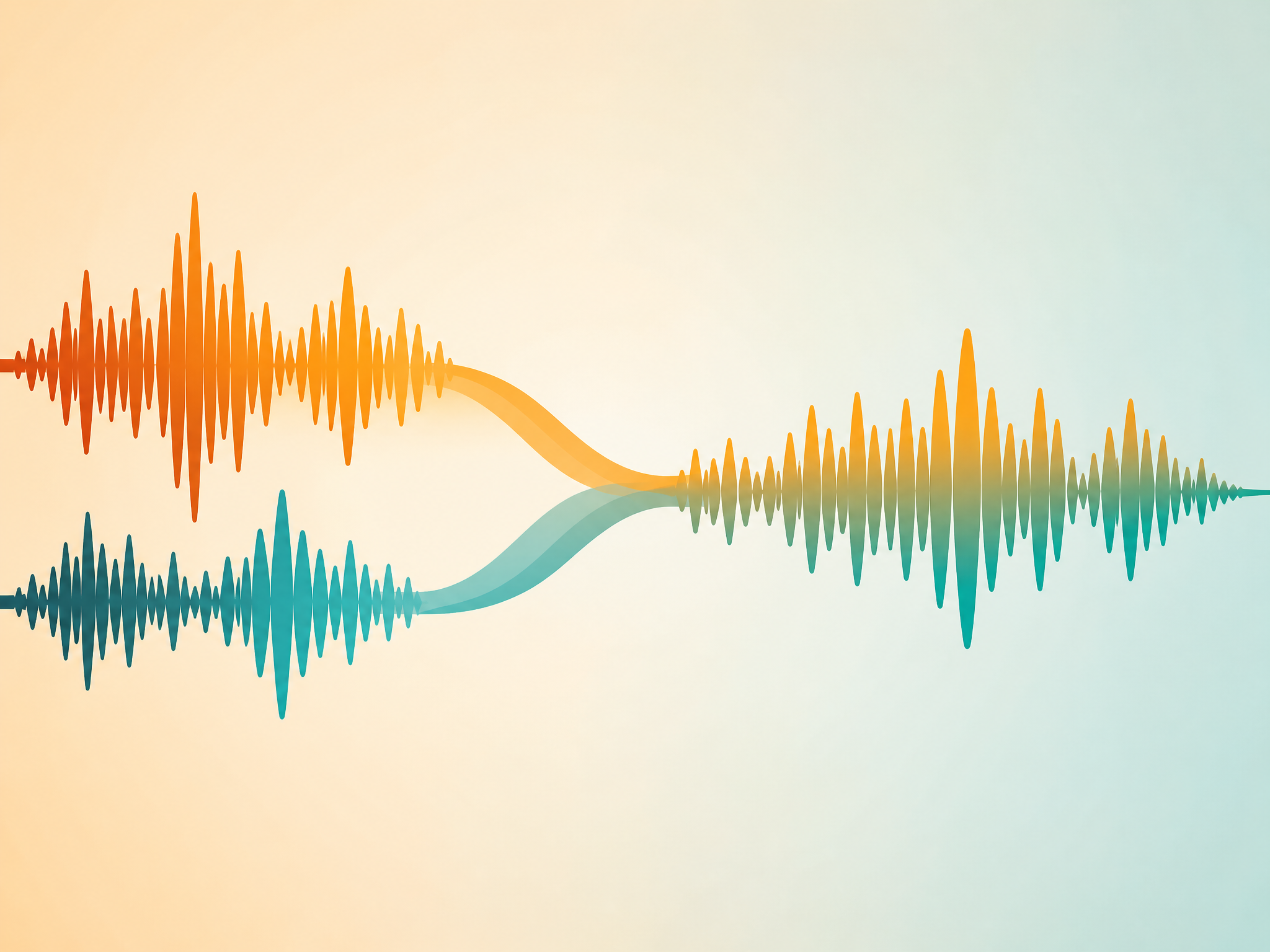 Two of your tracks merging into one continuous audio waveform