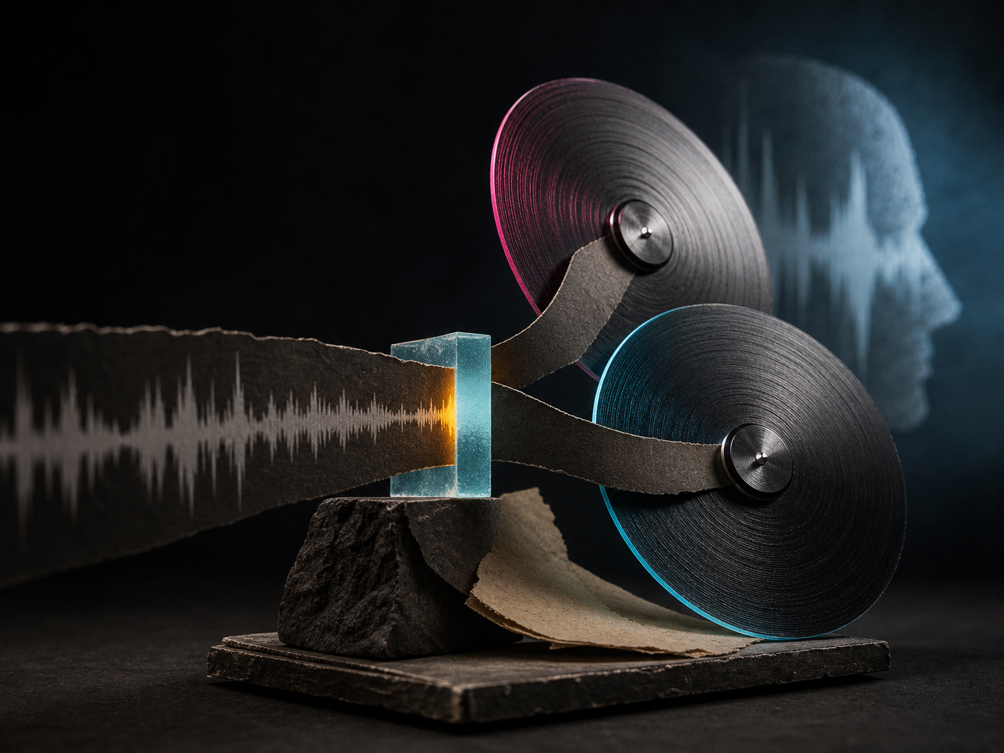 One source waveform dividing into two distinct record-like results