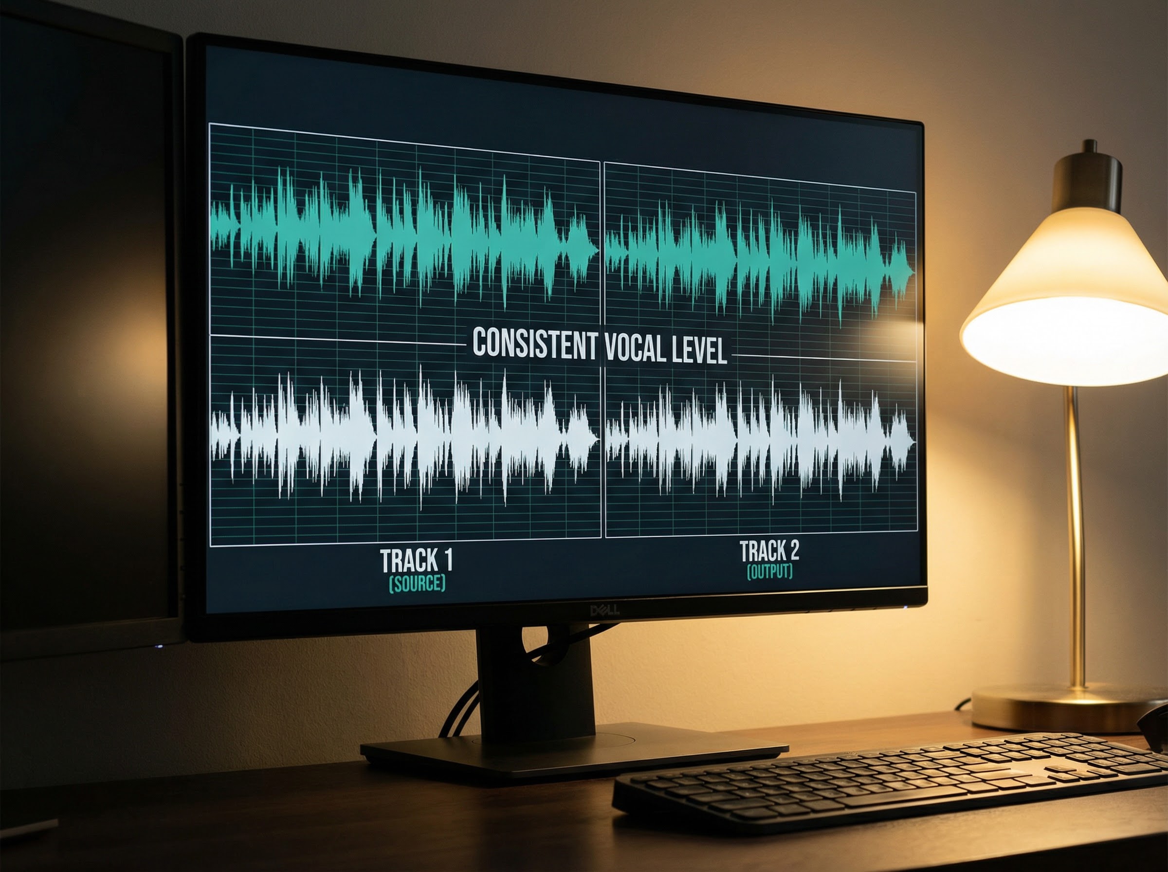 Two identical audio waveforms showing consistent vocal output