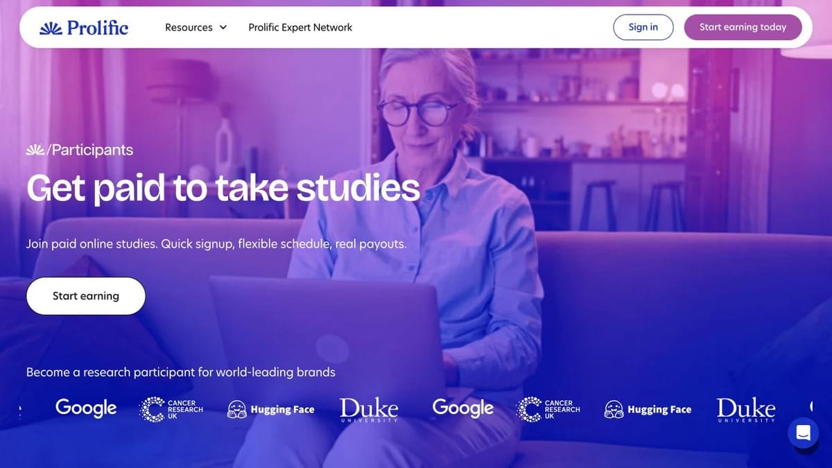 Prolific participant studies page