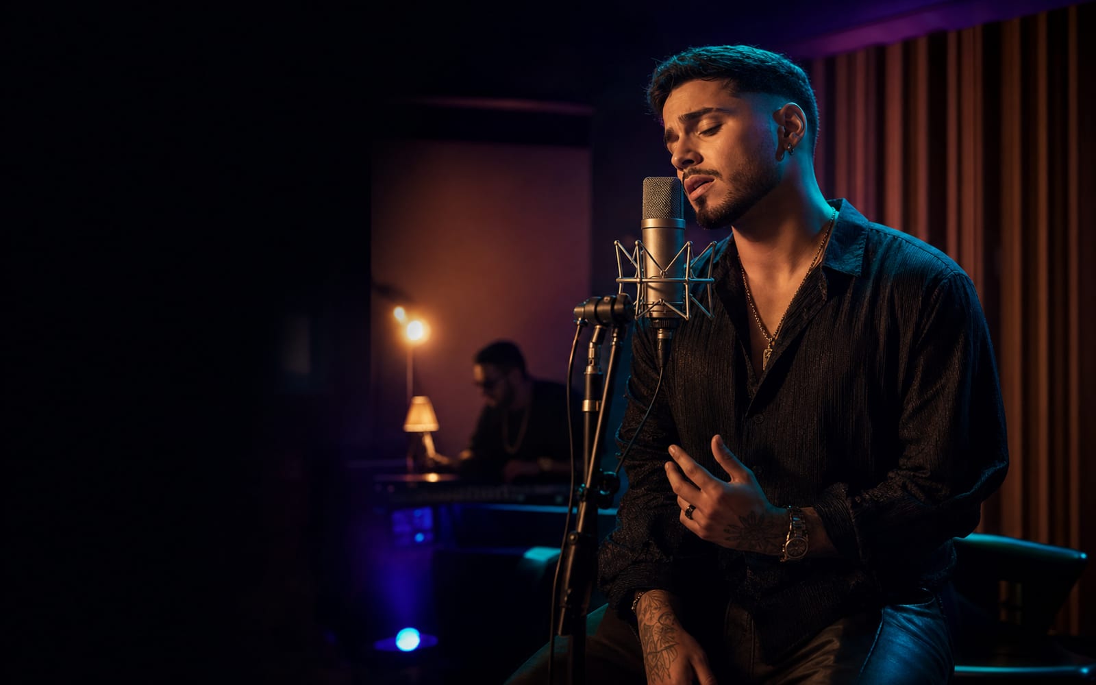 Romantic reggaeton singer performing a melodic ballad