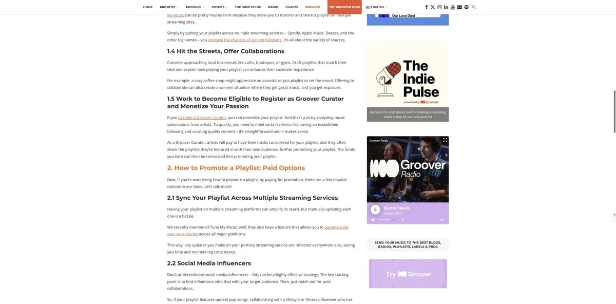 Groover curator monetization guide