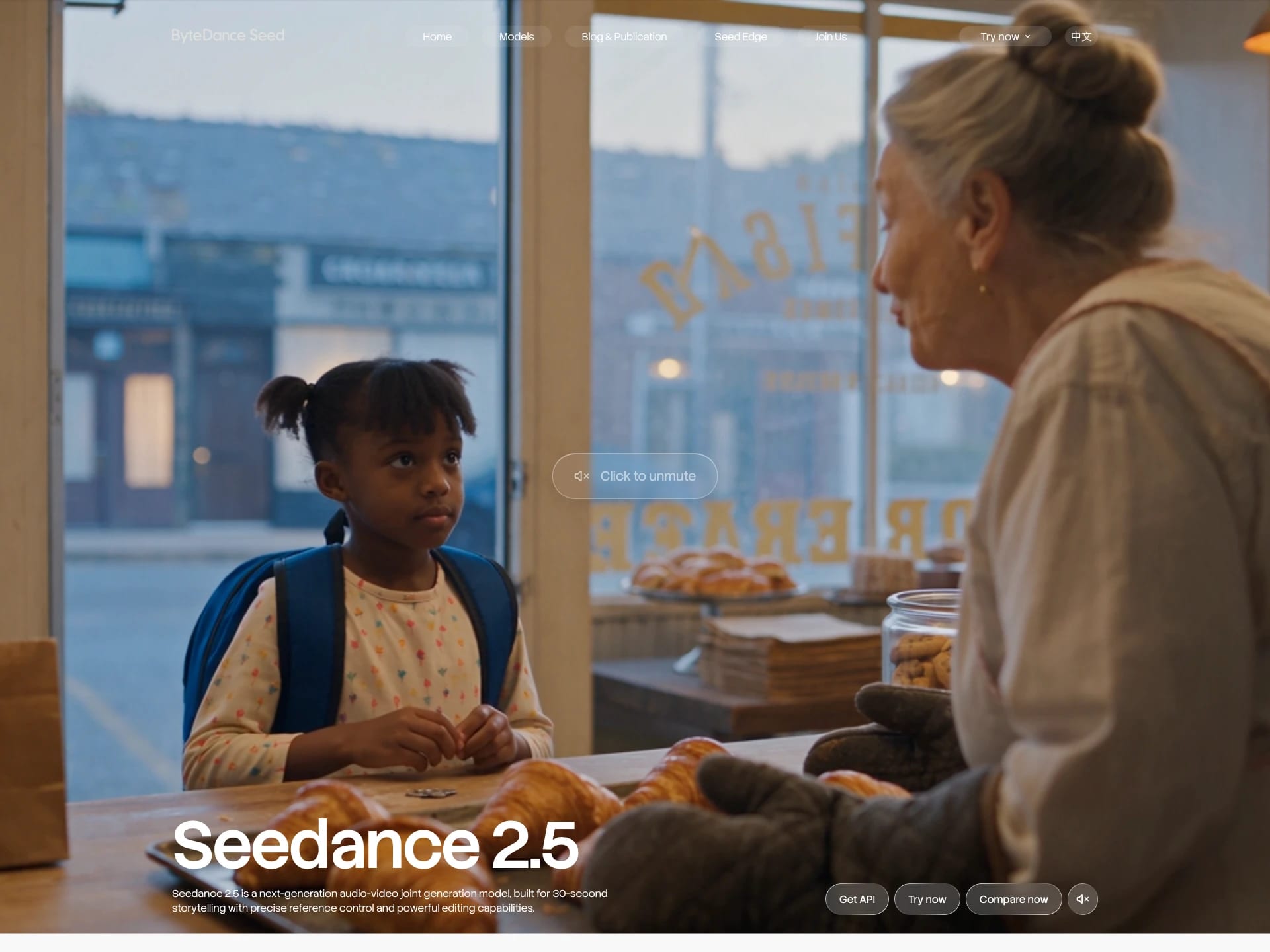 Офіційна сторінка Seedance 2.5 від ByteDance Seed з описом моделі та прикладом відео