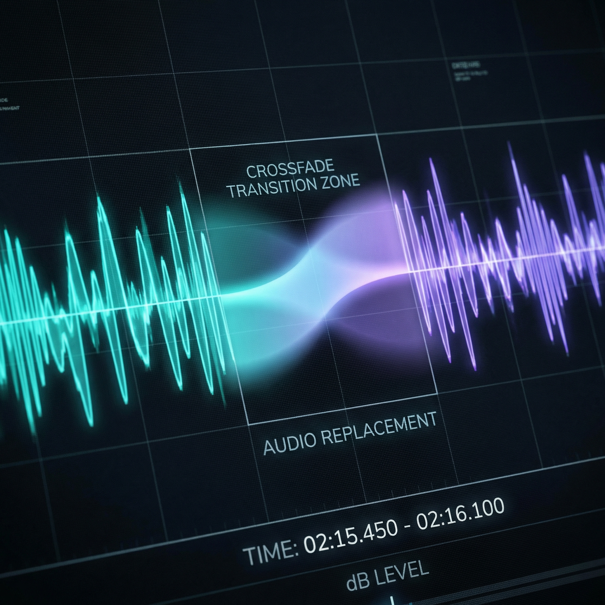 Waveform showing seamless transition between original and replaced audio