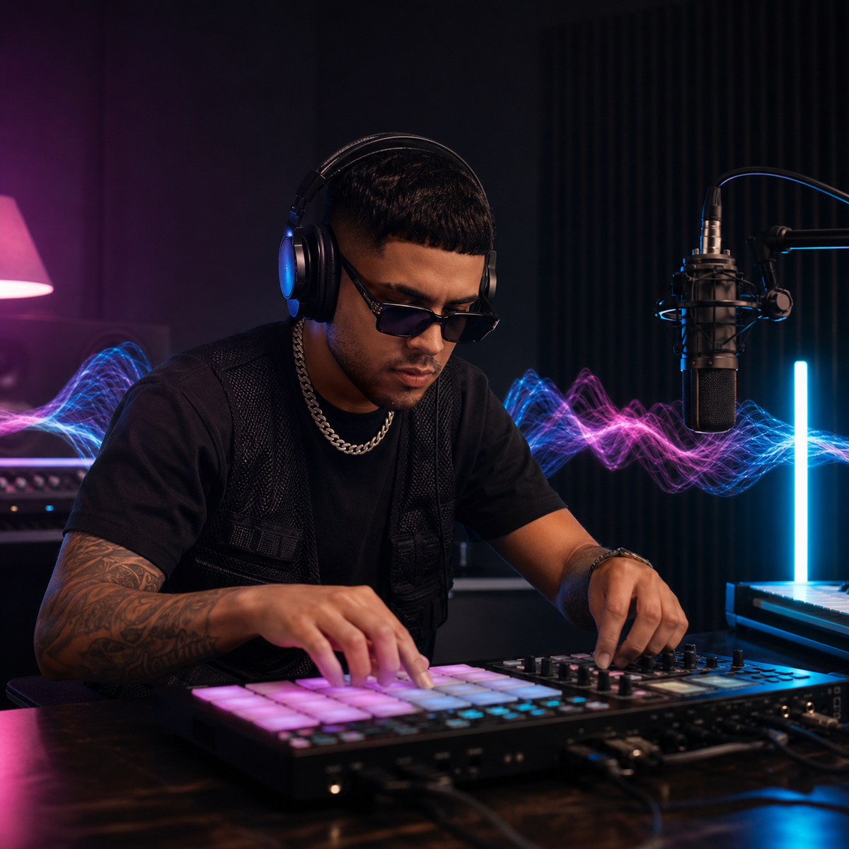 Producer creating a reggaeton dembow track with MemoTune AI Reggaeton Generator