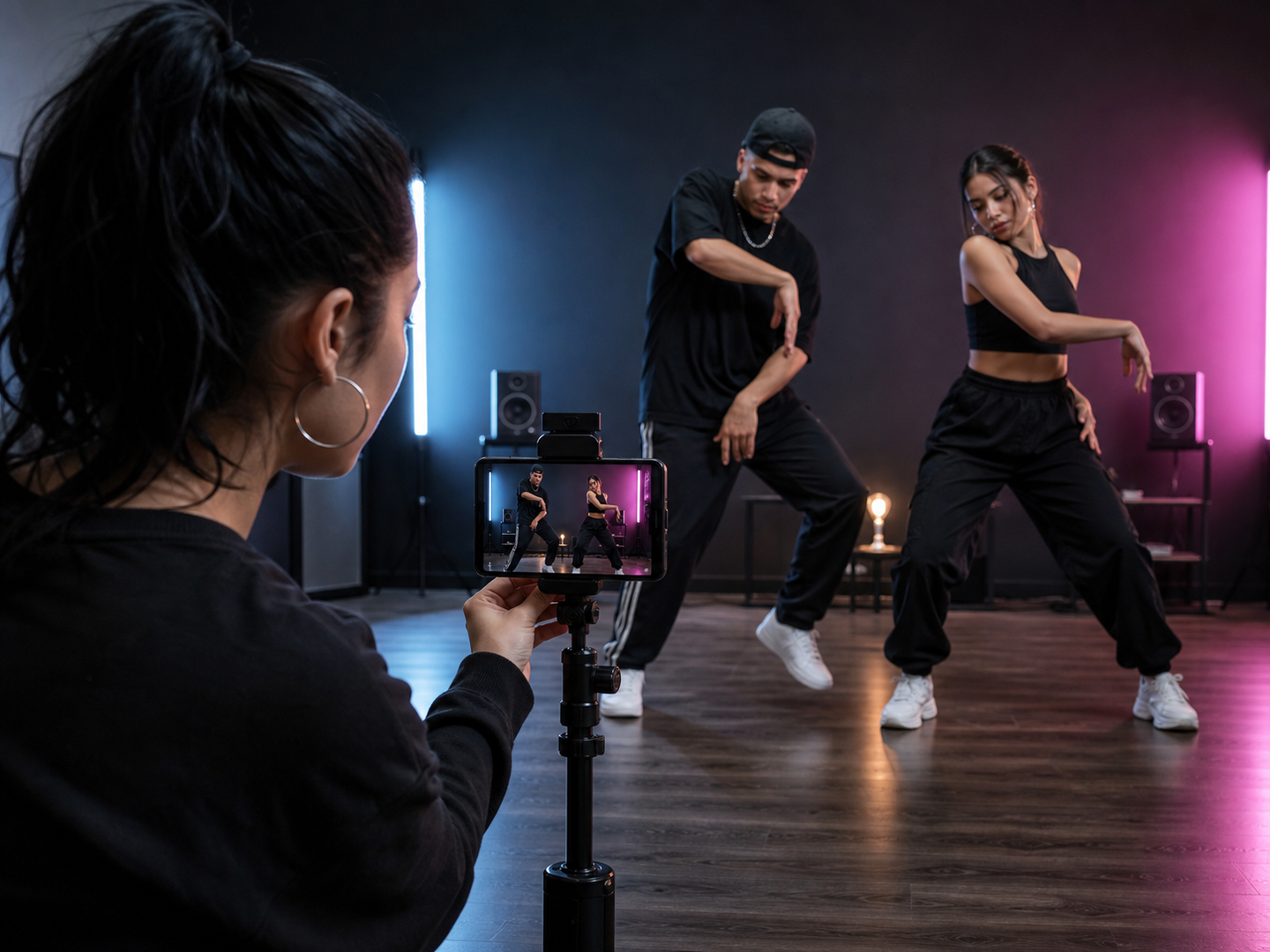 Creator filming a reggaeton dance challenge for social media