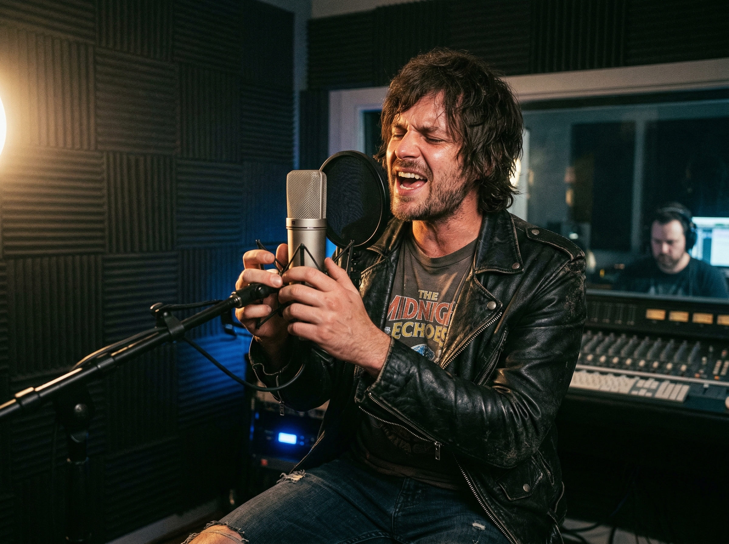 Rock vocalist performing with different vocal techniques from melodic to raw aggressive delivery
