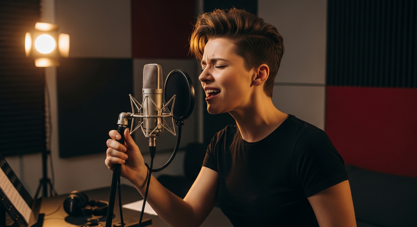 Recording vocals in a studio