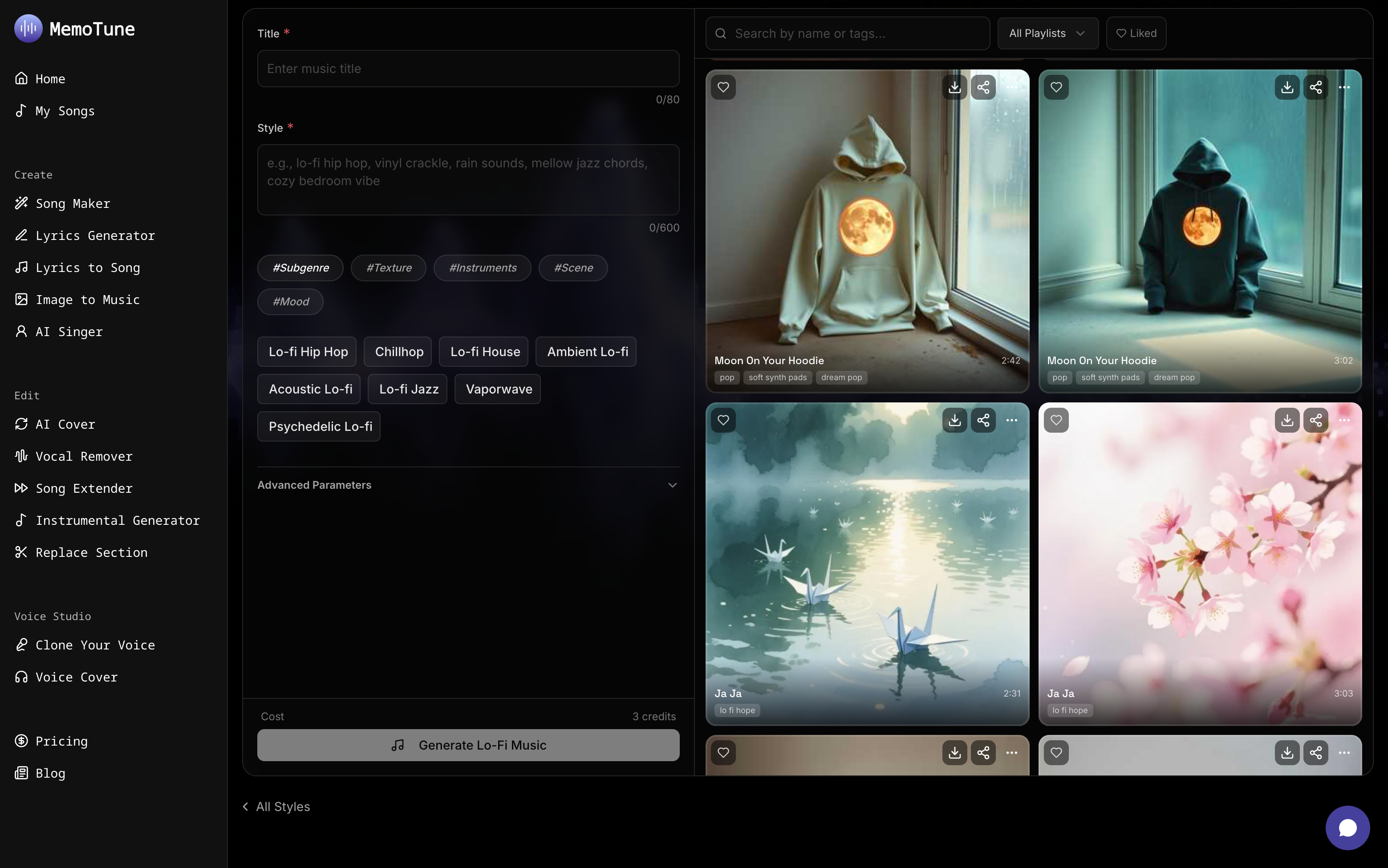 MemoTune Lo-Fi Generator