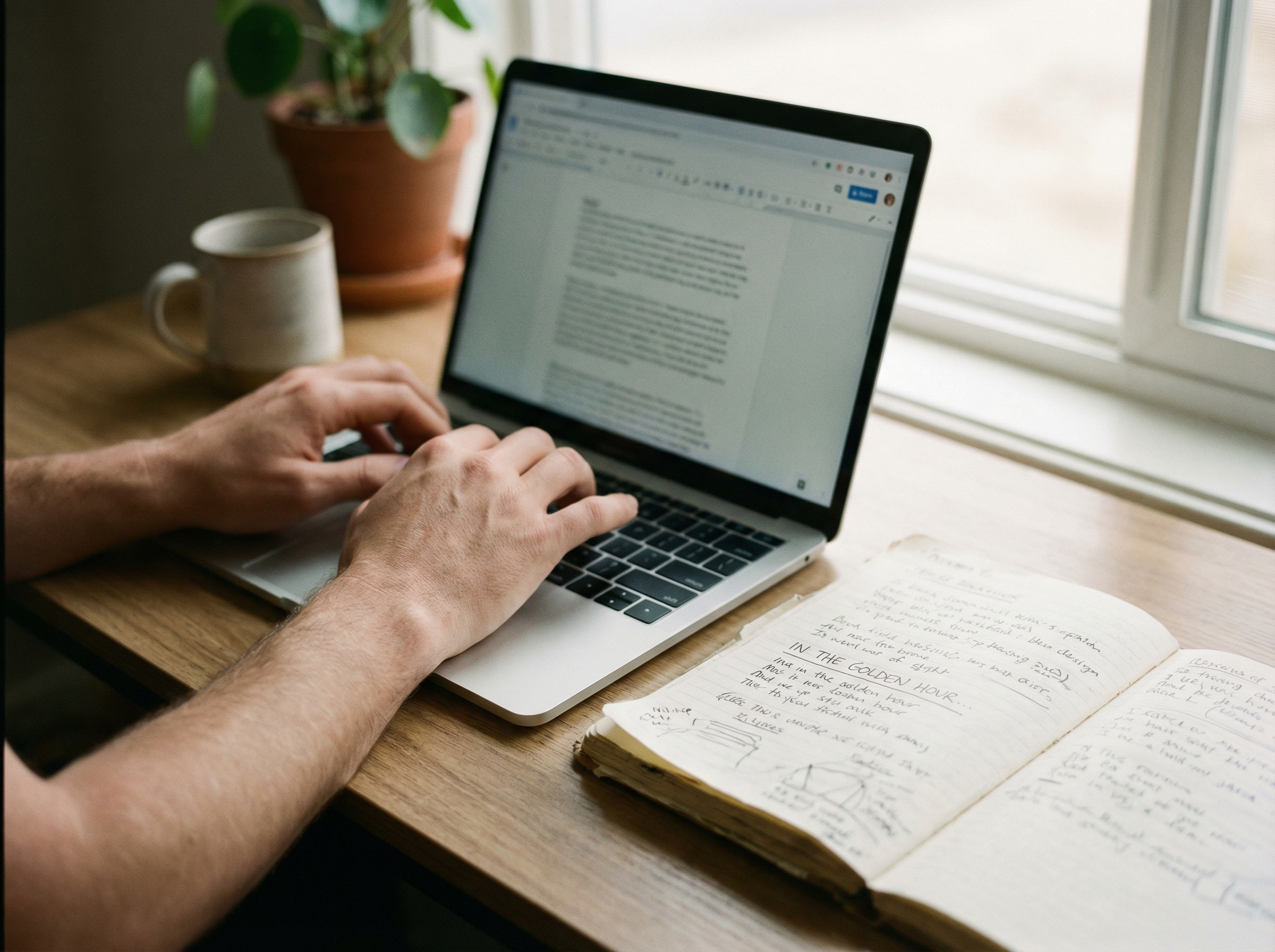 Writer entering lyrics into AI song generator interface